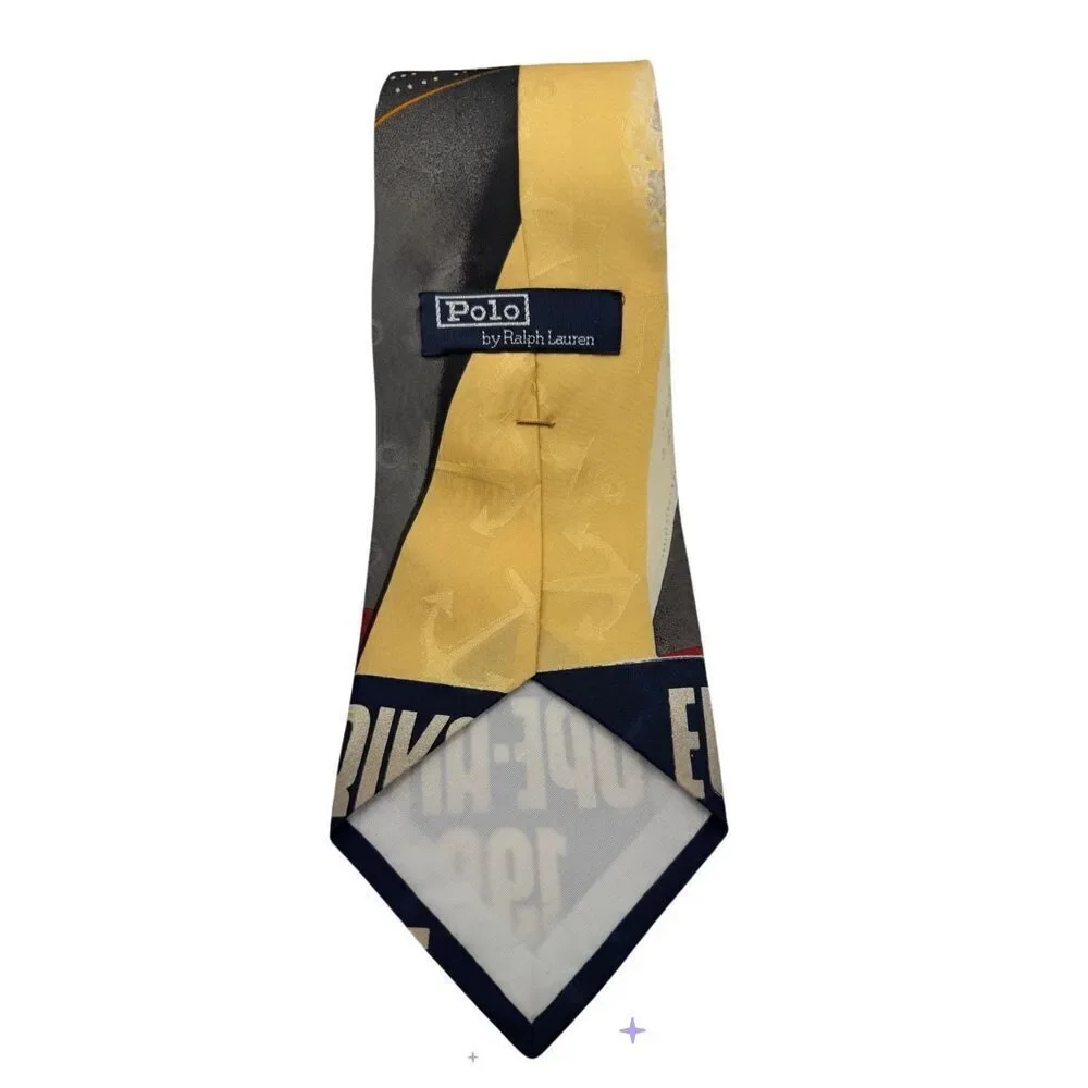 Polo Ralph Lauren Vintage Europe Ship Nautical 1991 Silk Necktie USA